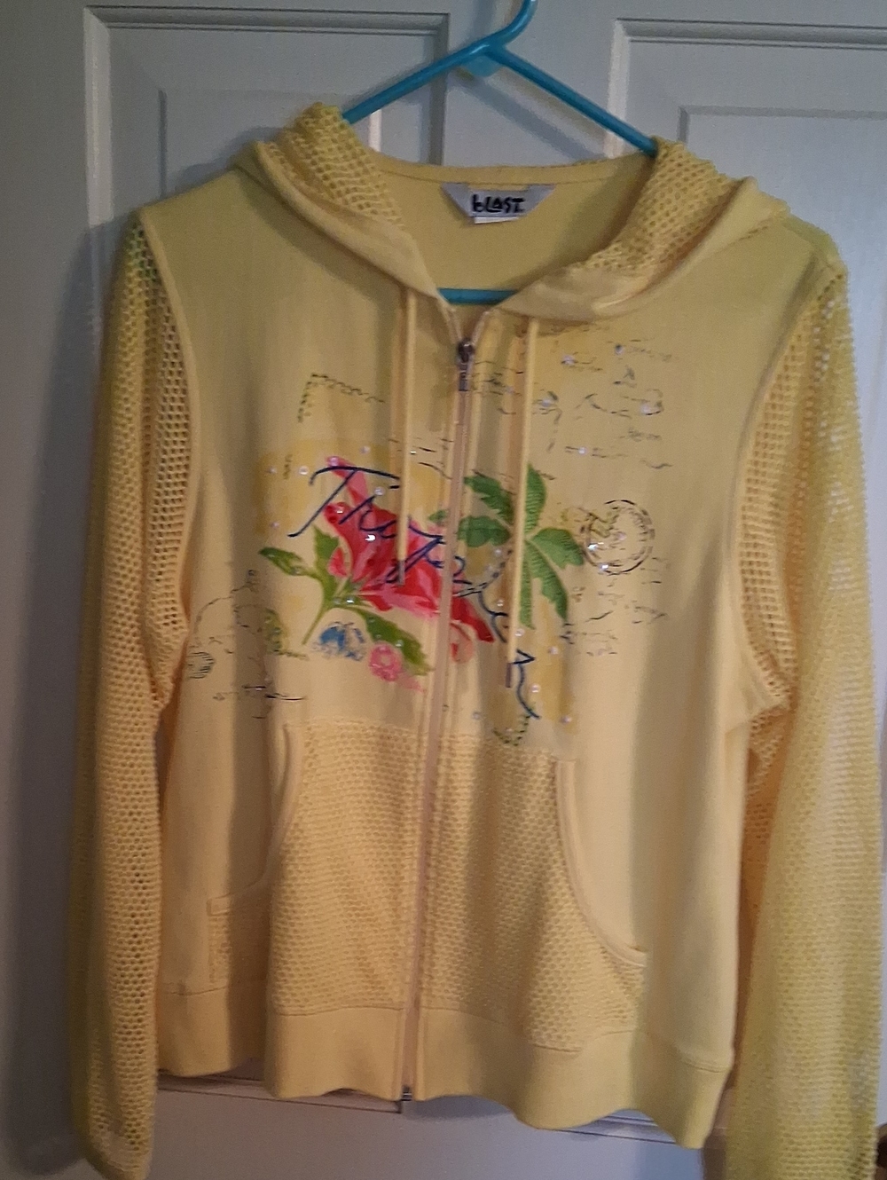 Energie Yellow Floral Zip Front Teddy Jacket